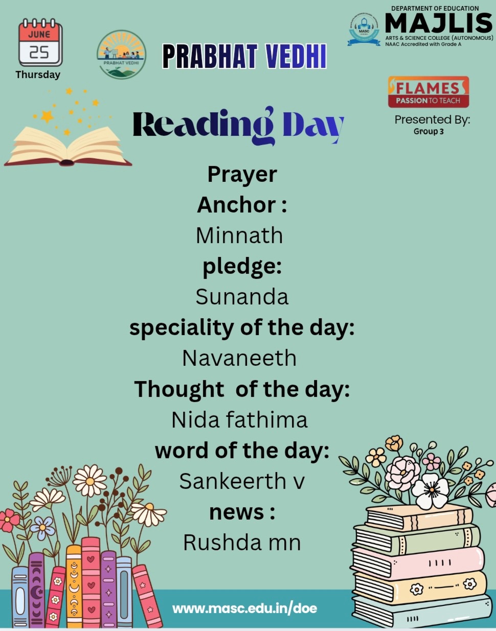 READING DAY:Prabath vedi